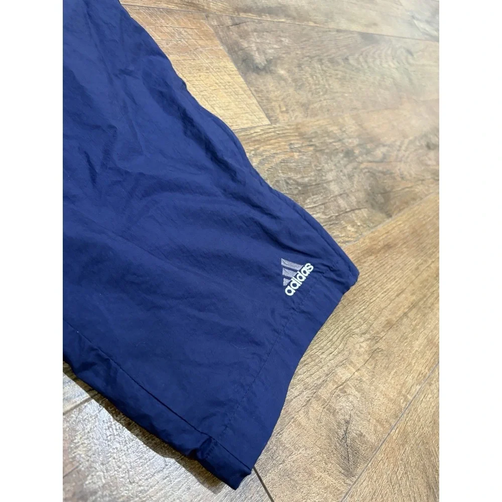 Vintage 90s Adidas Nylon Track Pants Wide Leg Navy‎ Blue XL 30x31